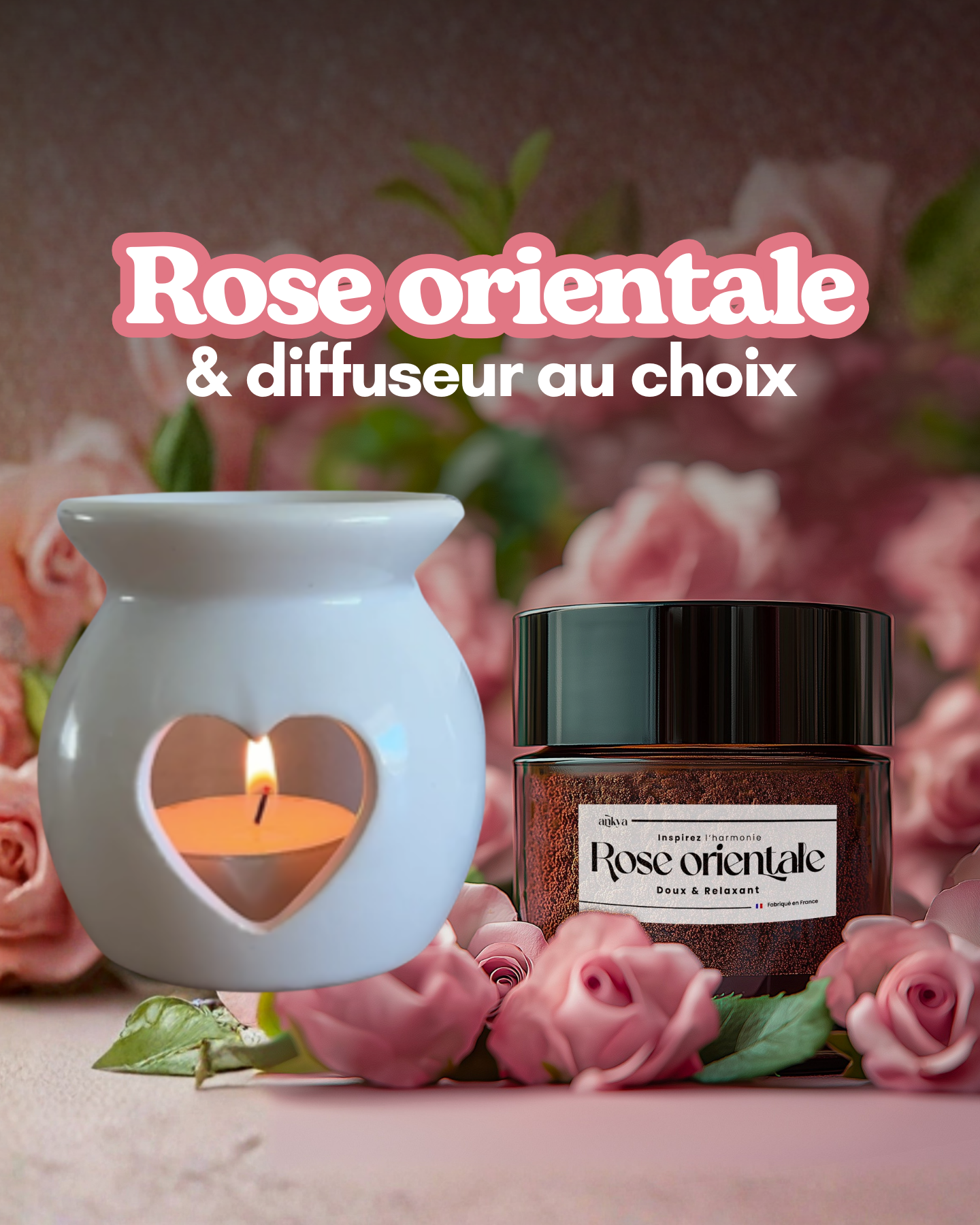 Duo St-Valentin "Passion" - Rose orientale & Diffuseur